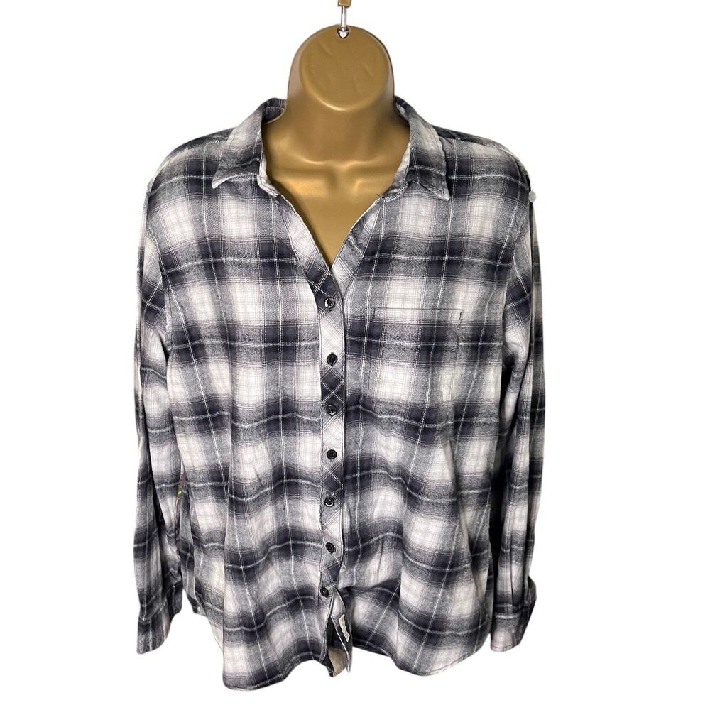 Weatherproof Vintage Comfort Stretch Plaid Button Front Shirt Womens Medium